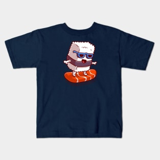 Cute Sushi Salmon Surfing Cartoon Kids T-Shirt